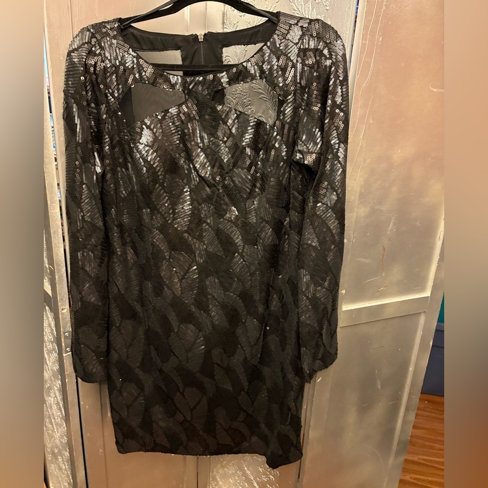 Adrianna Papell Black Sequin Dress